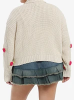 Sweet Society Cream Crochet Rosette Girls Cardigan Plus