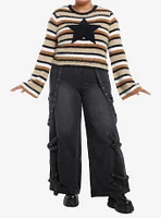 Social Collision Star Stripe Crop Girls Fuzzy Sweater Plus