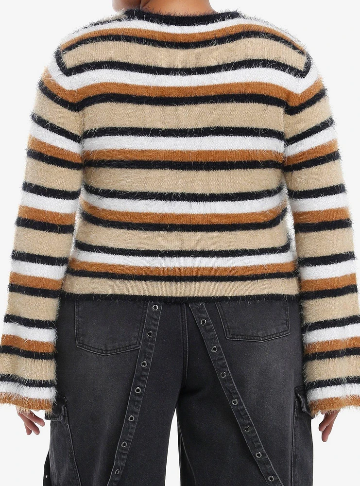 Social Collision Star Stripe Crop Girls Fuzzy Sweater Plus