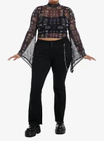 Cosmic Aura Stained Glass Sheer Girls Mock Neck Top Plus