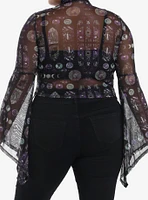 Cosmic Aura Stained Glass Sheer Girls Mock Neck Top Plus