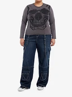 Social Collision Grey Skull Girls Long-Sleeve Top Plus