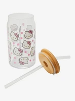 Sanrio Hello Kitty Allover Print Glass Cup with Straw - BoxLunch Exclusive