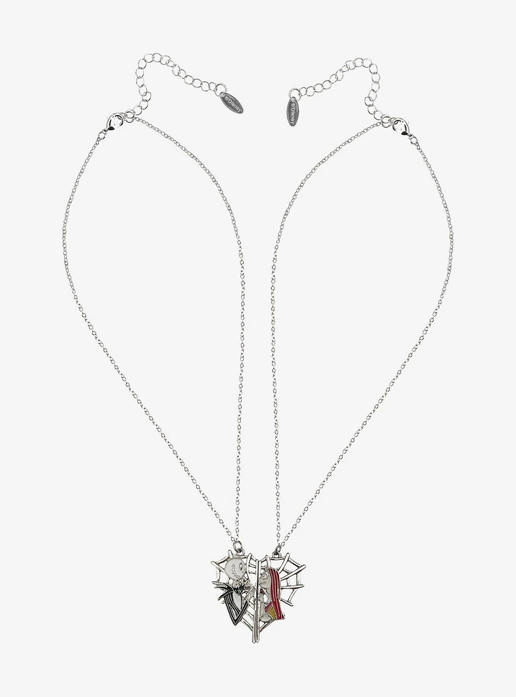 Her Universe The Nightmare Before Christmas Jack & Sally Magnet Heart Necklace Set