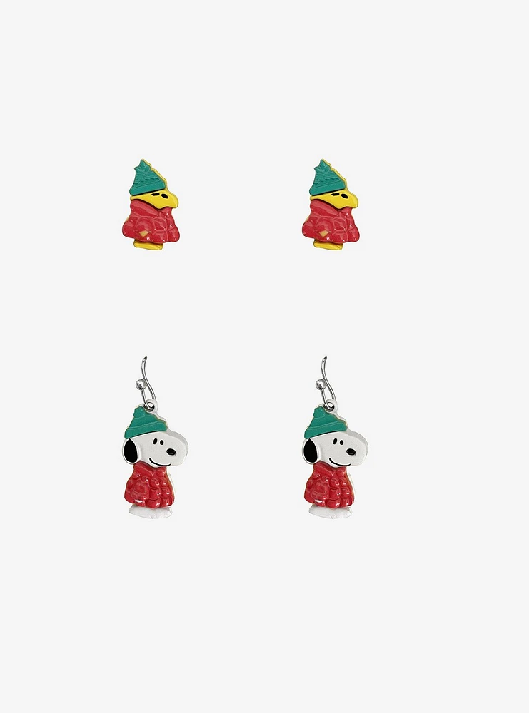 Peanuts Snoopy & Woodstock Puffer Jacket Earring Set