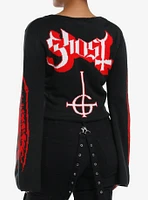 Ghost Winged Demon Papa Intarsia Girls Crop Sweater