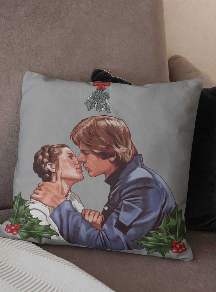 Star Wars Classic Kiss Under the Mistletoe Printed Throw Pillow