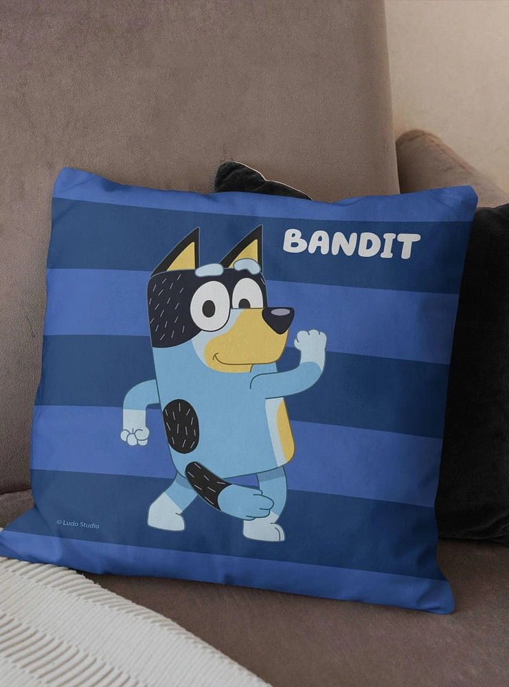 Bluey Roll Call Bandit Printed Throw Pillow