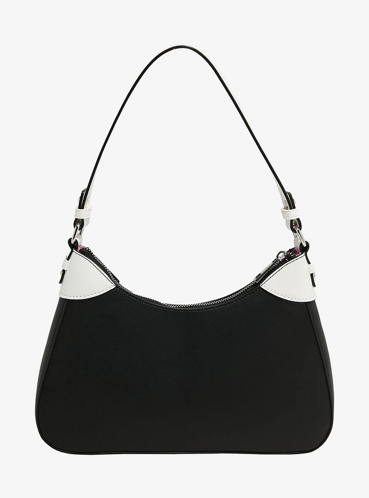 Black Pink Studded Star Baguette Bag