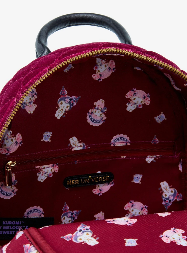 Her Universe My Melody & Kuromi & My Sweet Piano Velvet Mini Backpack