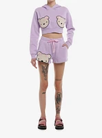 Lavender Teddy Bear Girls Crop Hoodie