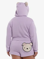 Lavender Teddy Bear Girls Crop Hoodie Plus