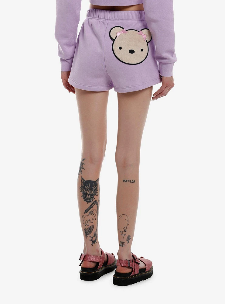 Lavender Teddy Bear Girls Lounge Shorts