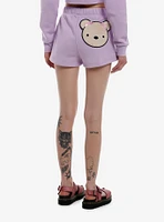 Lavender Teddy Bear Girls Lounge Shorts