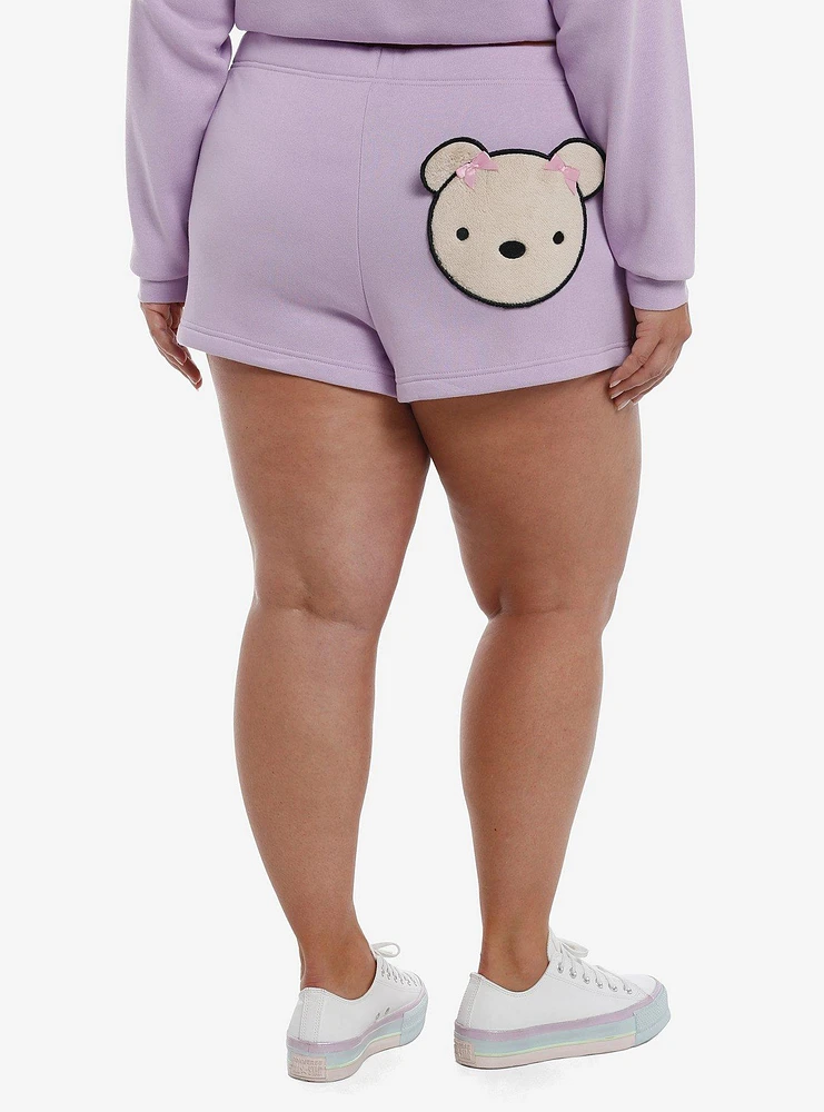 Lavender Teddy Bear Girls Lounge Shorts Plus