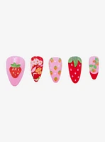 Strawberry Shortcake Patterned Almond Shape Press On Nails