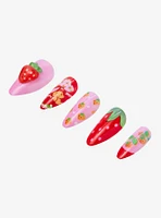 Strawberry Shortcake Patterned Almond Shape Press On Nails