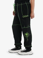 Social Collision Black & Green Skull Cargo Girls Jogger Sweatpants Plus