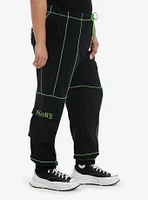 Social Collision Black & Green Skull Cargo Girls Jogger Sweatpants Plus