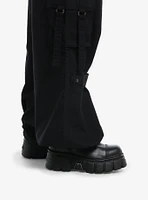 Social Collision Black Grommet Strap Zipper Cargo Wide Leg Pants