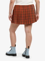 Thorn & Fable Orange Plaid Side Chain Belted Skirt Plus