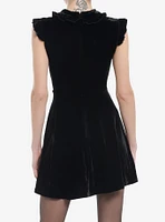 Black Velvet Mesh Neckline Collar Dress