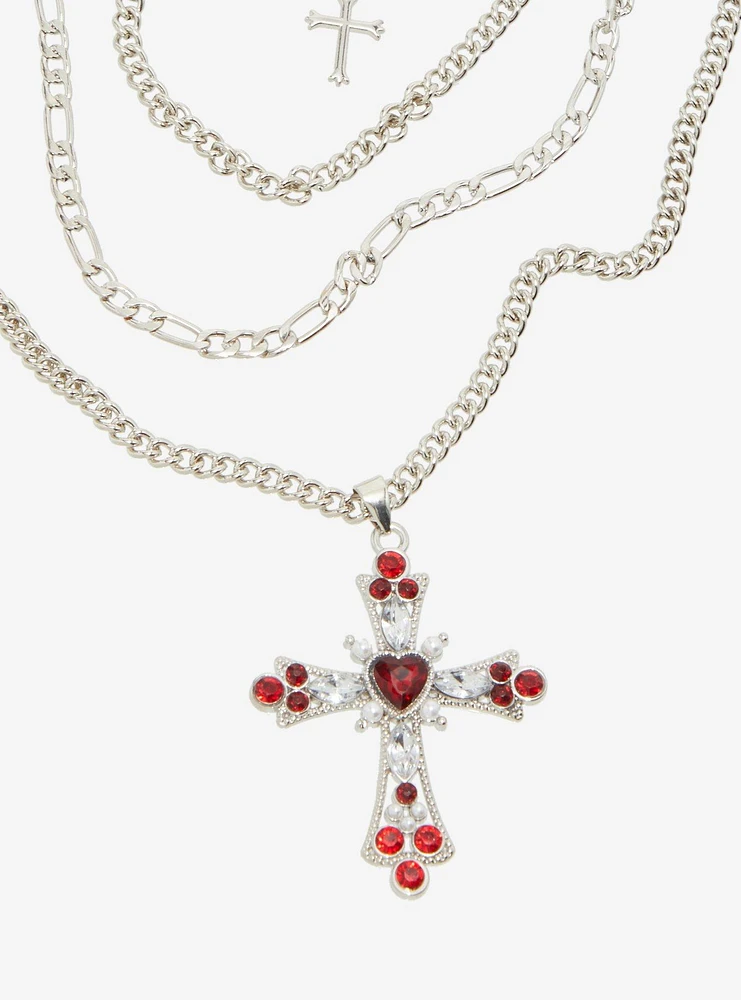 Social Collision Cross Chain Necklace Set