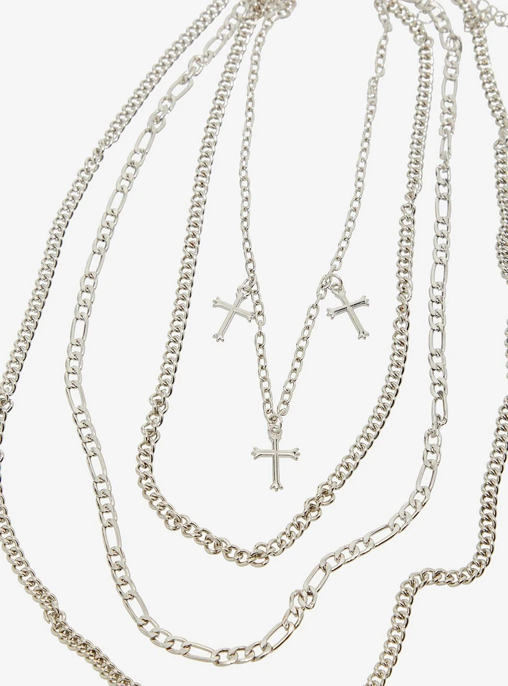 Social Collision Cross Chain Necklace Set