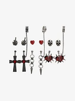 Social Collision Skull Rose Spike Cuff Earring Set