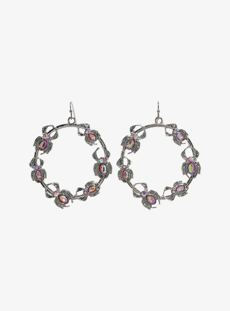 Cosmic Aura Gem Spider Hoop Earrings