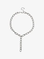 Social Collision Metal Chain Lariat Necklace