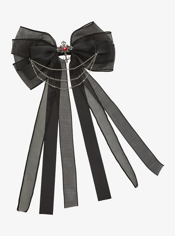 Social Collision Black Cross Hair Bow