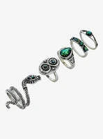 Cosmic Aura Snake Moon Ring Set