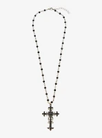 Social Collision Black Gothic Cross Rosary Necklace