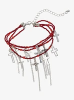 Social Collision Cross Chains Beaded Bracelet