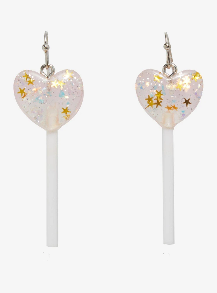 Sweet Society Glitter Heart Lollipop Earrings