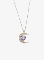 Cosmic Aura Rhinestone Moon Heart Best Friend Necklace Set