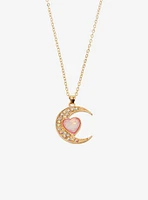 Cosmic Aura Rhinestone Moon Heart Best Friend Necklace Set