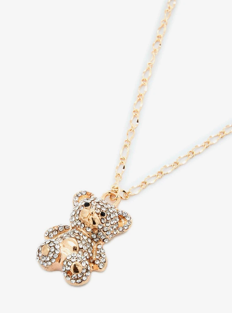 Sweet Society Teddy Bear Bling Necklace