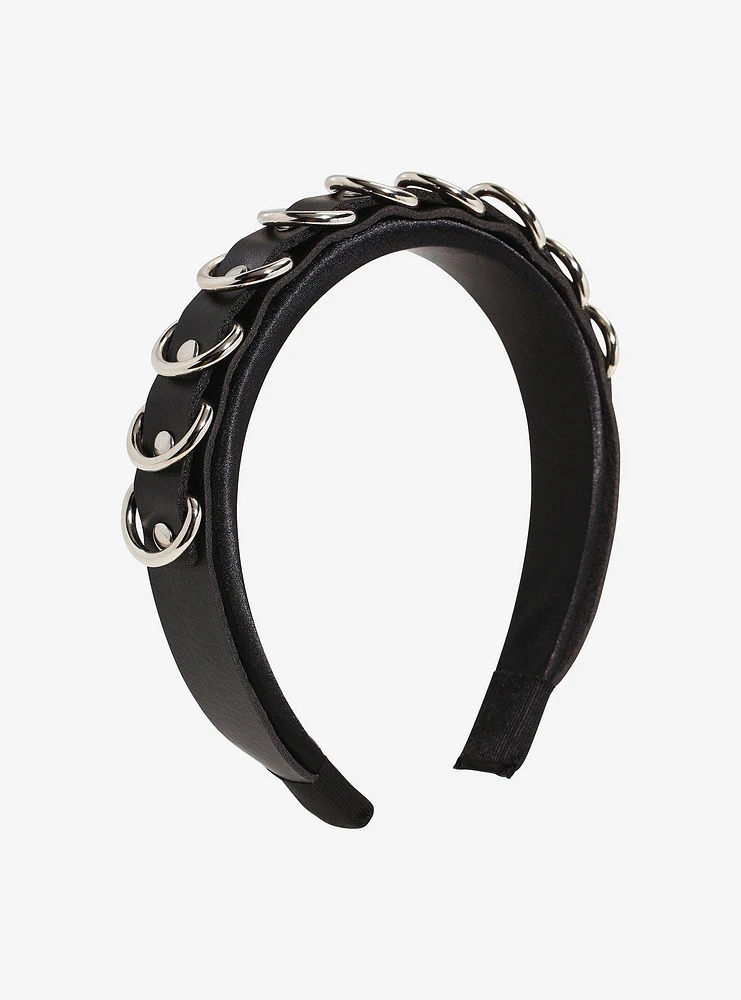 Social Collision Faux Leather Hardware Buckle Headband