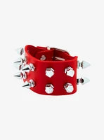 Social Collision Red Spike Cuff Bracelet