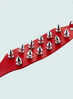 Social Collision Red Spike Cuff Bracelet