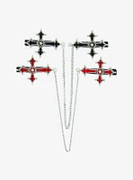 Social Collision Gothic Cross Chain Hair Clip Set