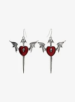 Social Collision Winged Heart Dagger Earrings