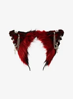 Social Collision Red & Black Hardware Fuzzy Cat Ear Headband