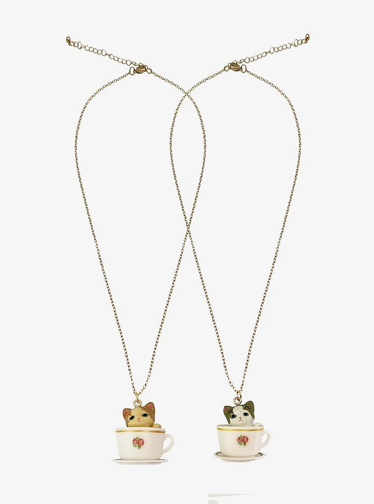 Sweet Society Cat Teacup Best Friend Necklace Set