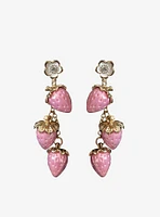 Sweet Society Pink Strawberry Charm Earrings