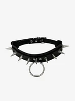 Black Faux Leather O-Ring Spike Choker