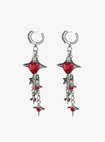 Cosmic Aura Red Hear Star Drop Earrings