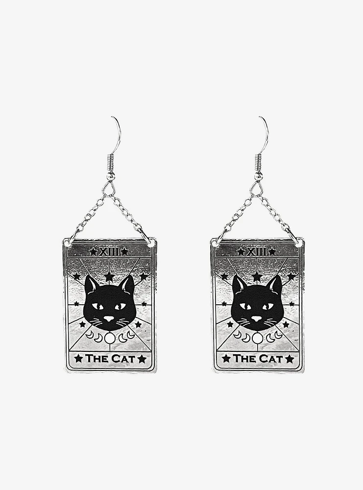 Cosmic Aura Cat Tarot Card Drop Earrings